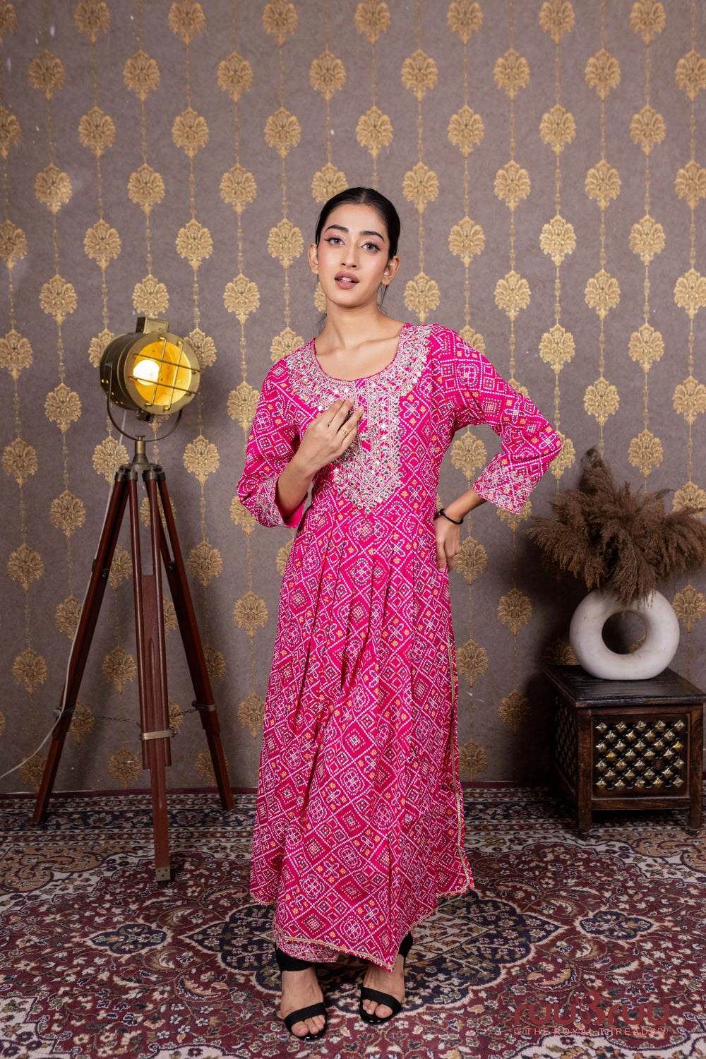 60’s Cotton Ladies Suit with Embroidered Neck.