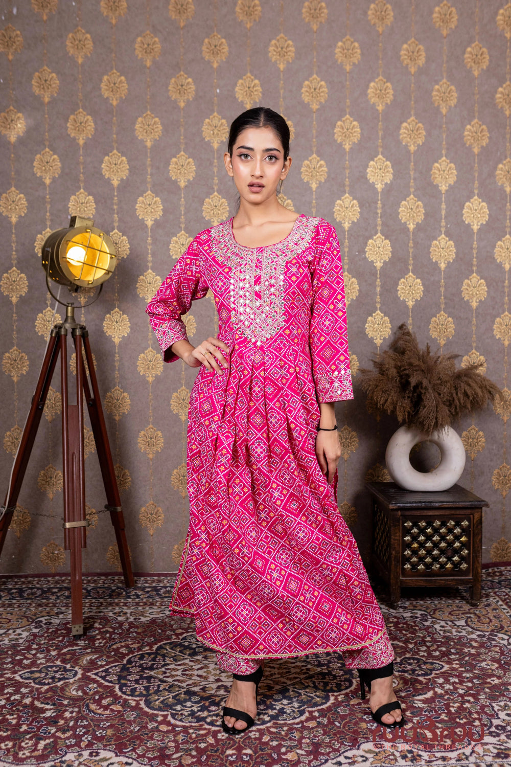 60’s Cotton Ladies Suit with Embroidered Neck.