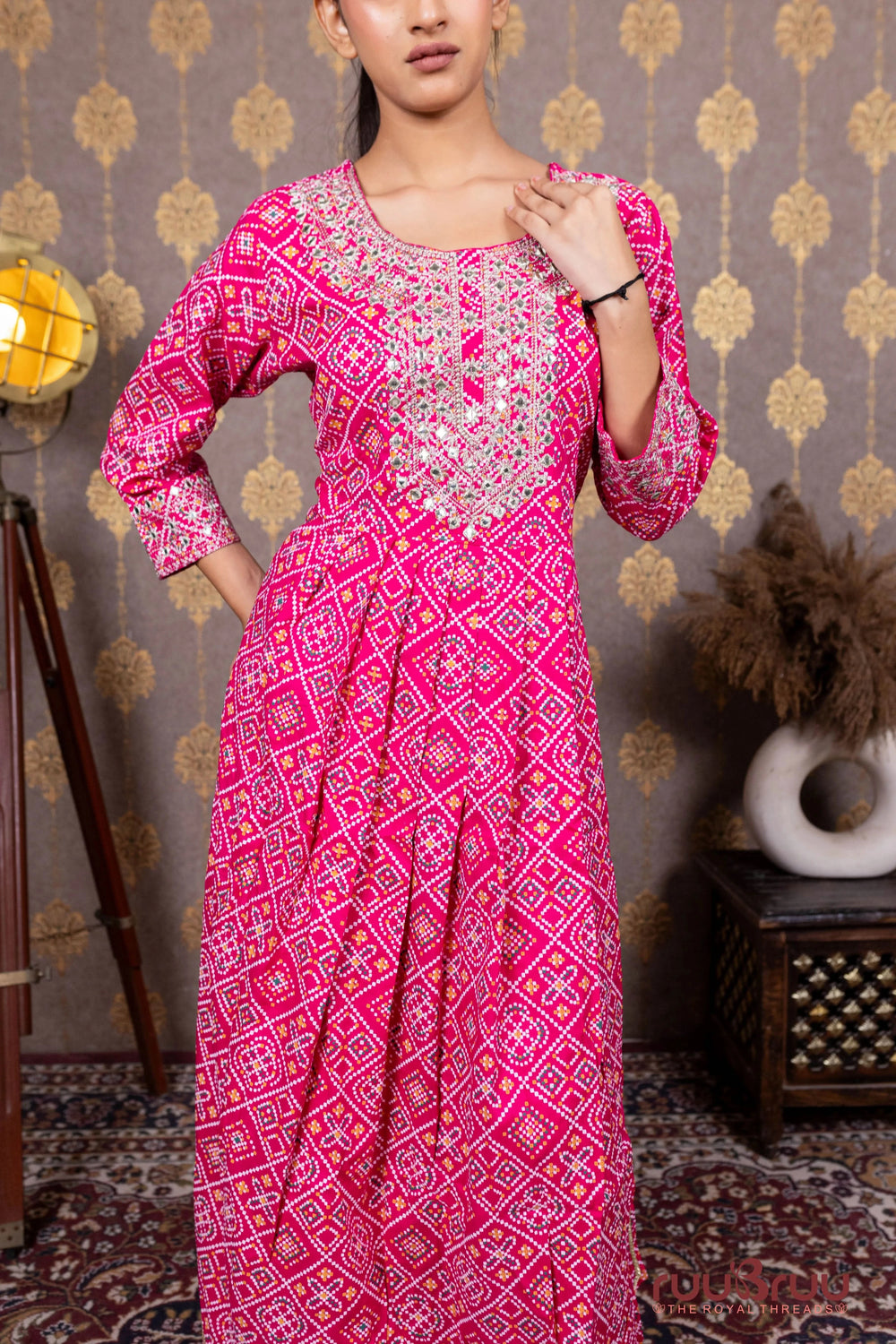 60’s Cotton Ladies Suit with Embroidered Neck.