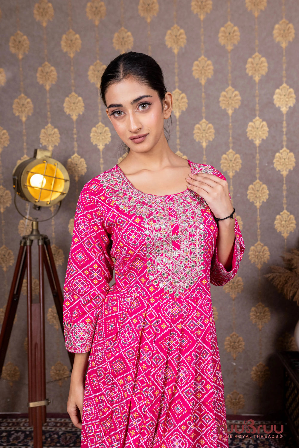 60’s Cotton Ladies Suit with Embroidered Neck.