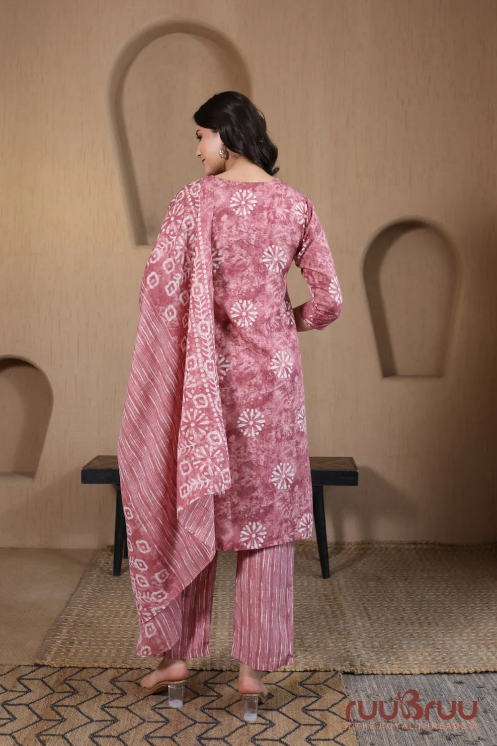 Malai Cotton 3 Pcs Suit with elegant yoke embroidery.