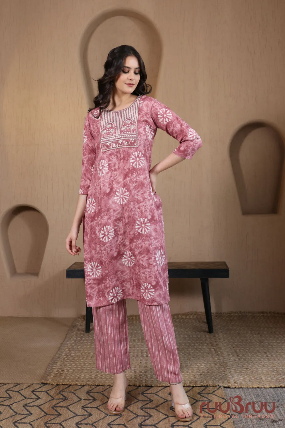 Malai Cotton 3 Pcs Suit with elegant yoke embroidery.