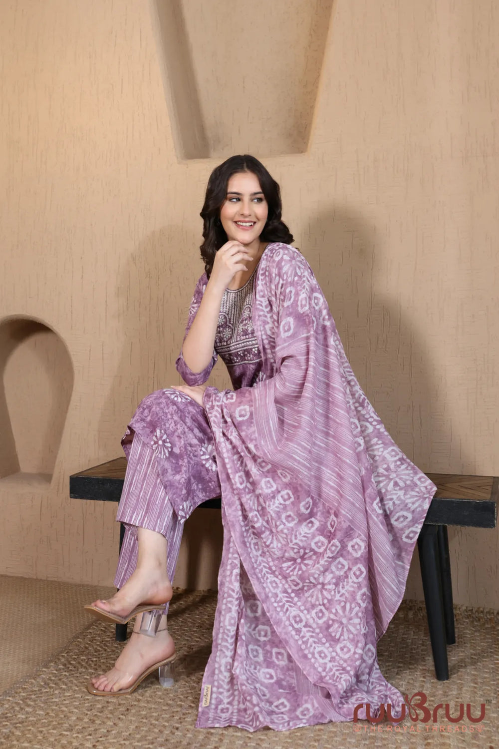 Malai Cotton 3 Pcs Suit with elegant yoke embroidery.