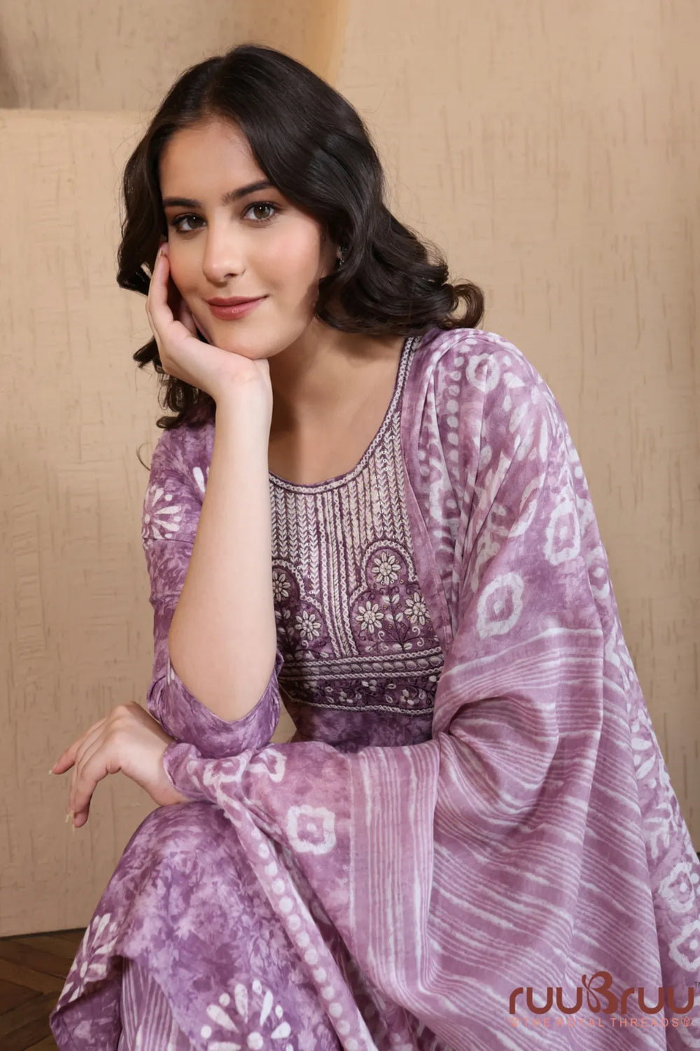 Malai Cotton 3 Pcs Suit with elegant yoke embroidery.