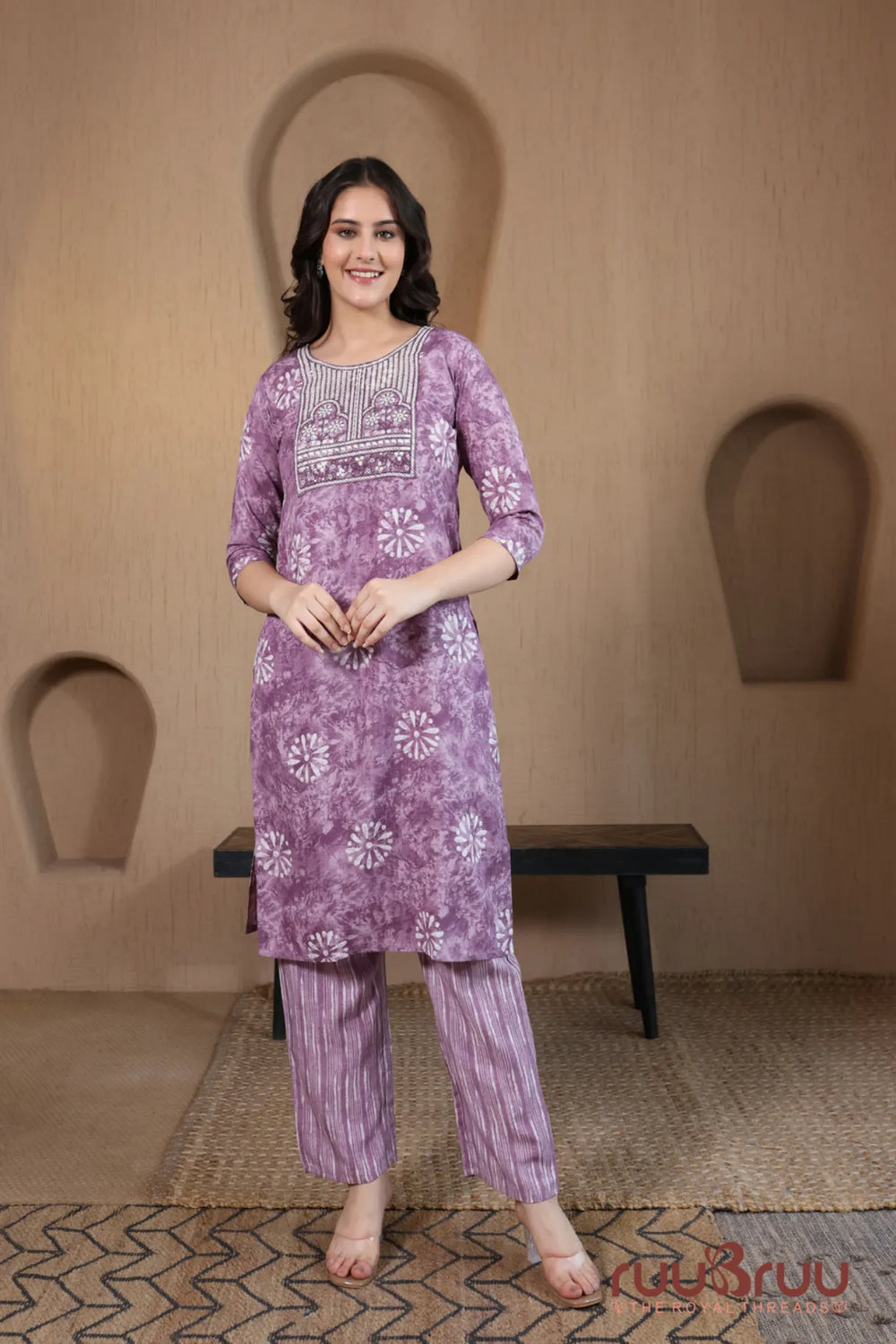 Malai Cotton 3 Pcs Suit with elegant yoke embroidery.