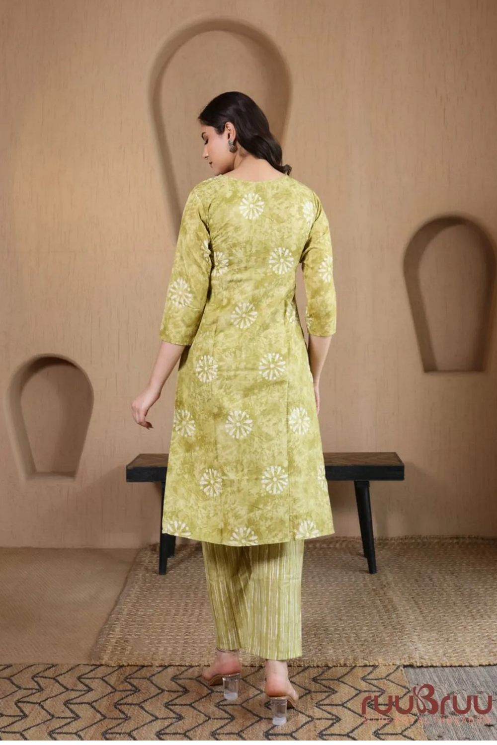 Malai Cotton 3 Pcs Suit with elegant yoke embroidery.