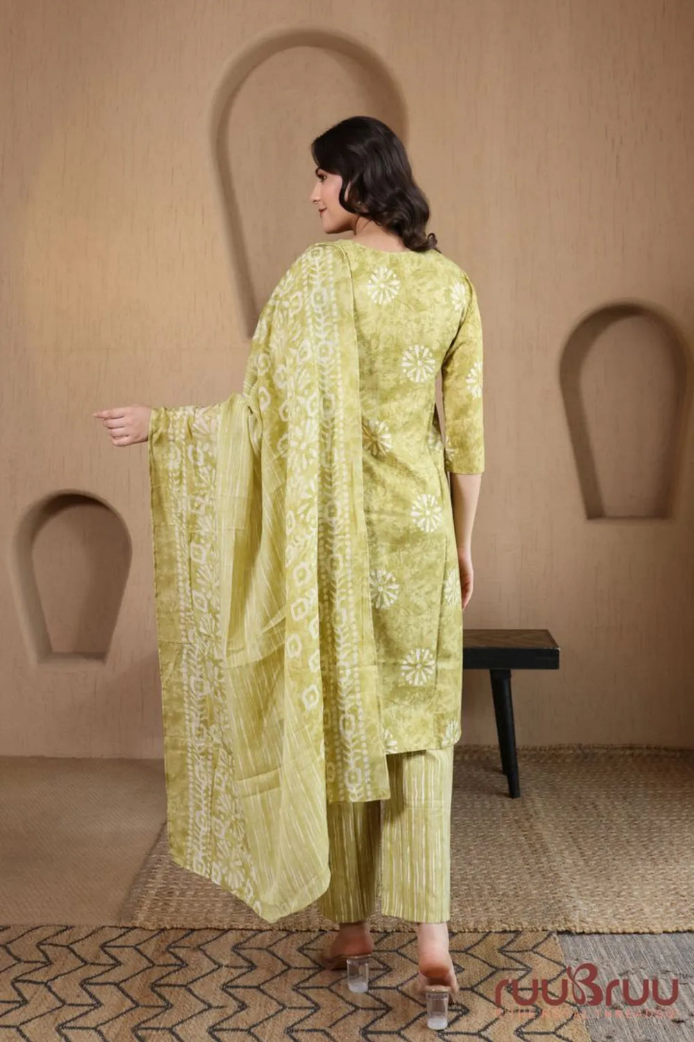 Malai Cotton 3 Pcs Suit with elegant yoke embroidery.
