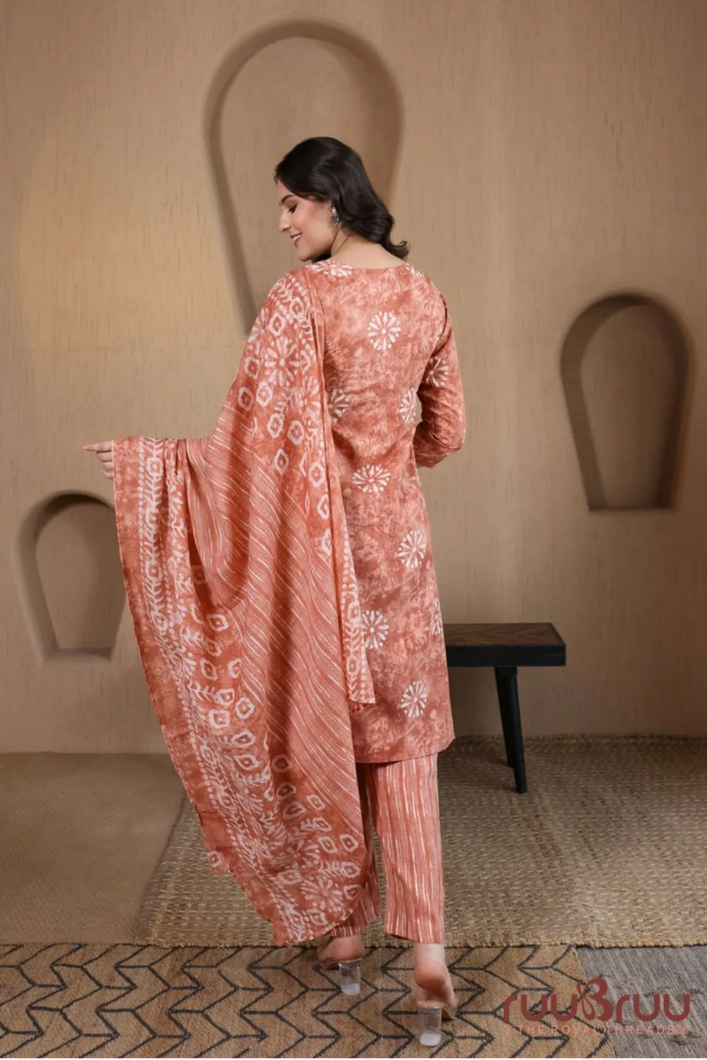 Malai Cotton 3 Pcs Suit with elegant yoke embroidery.