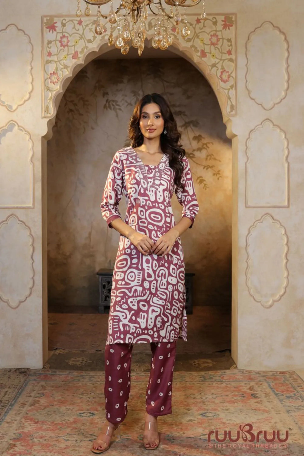 Malai Cotton 3 Pcs Suit with elegant Squin work at Neck.