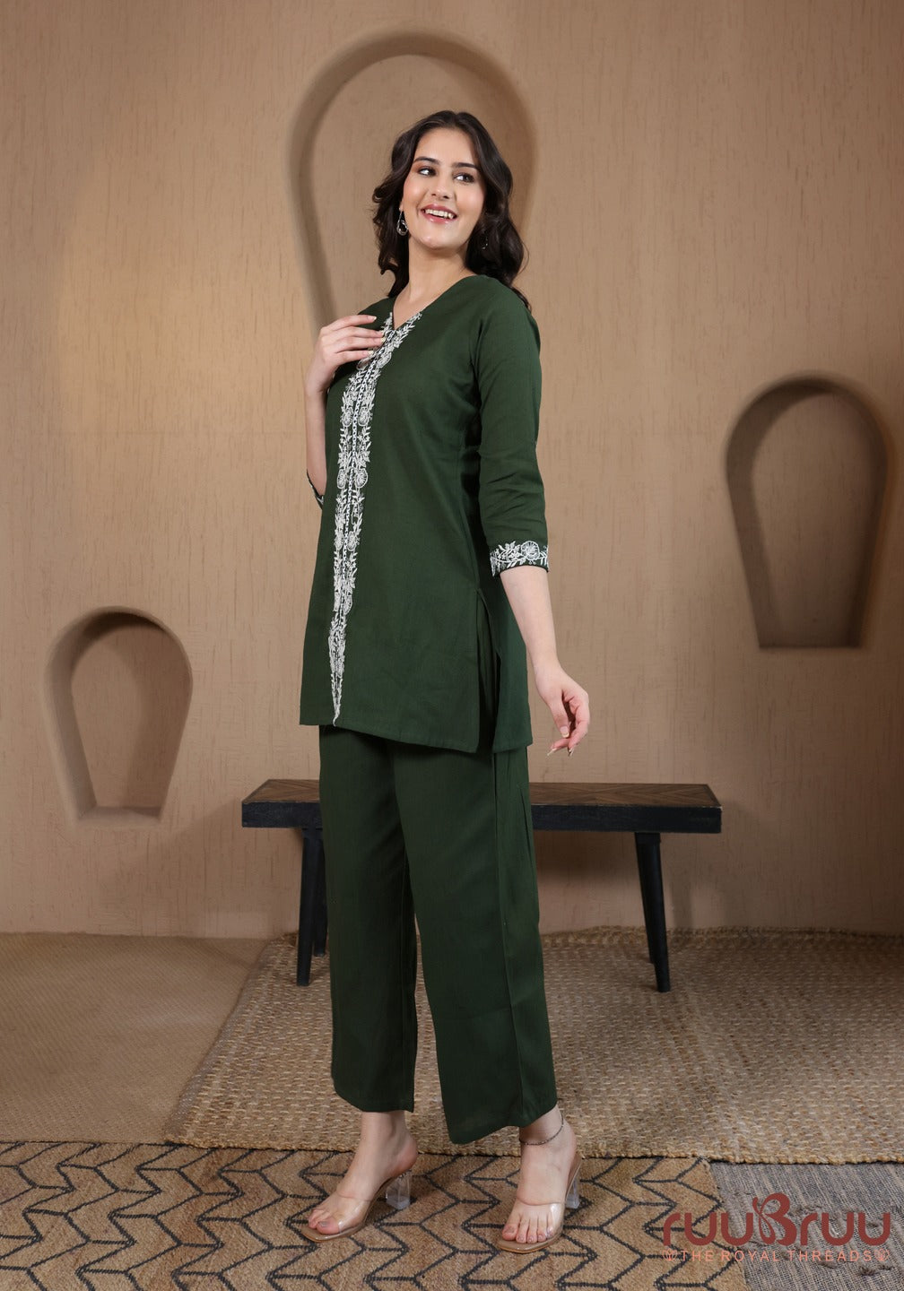 Premium Cotton Flex Cord Set with Exquisite Embroidery