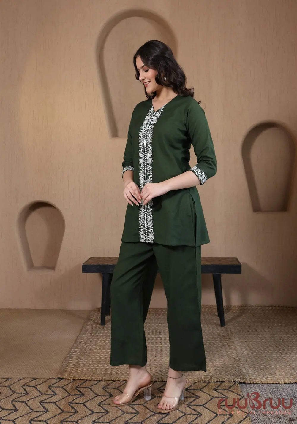 Premium Cotton Flex Cord Set with Exquisite Embroidery