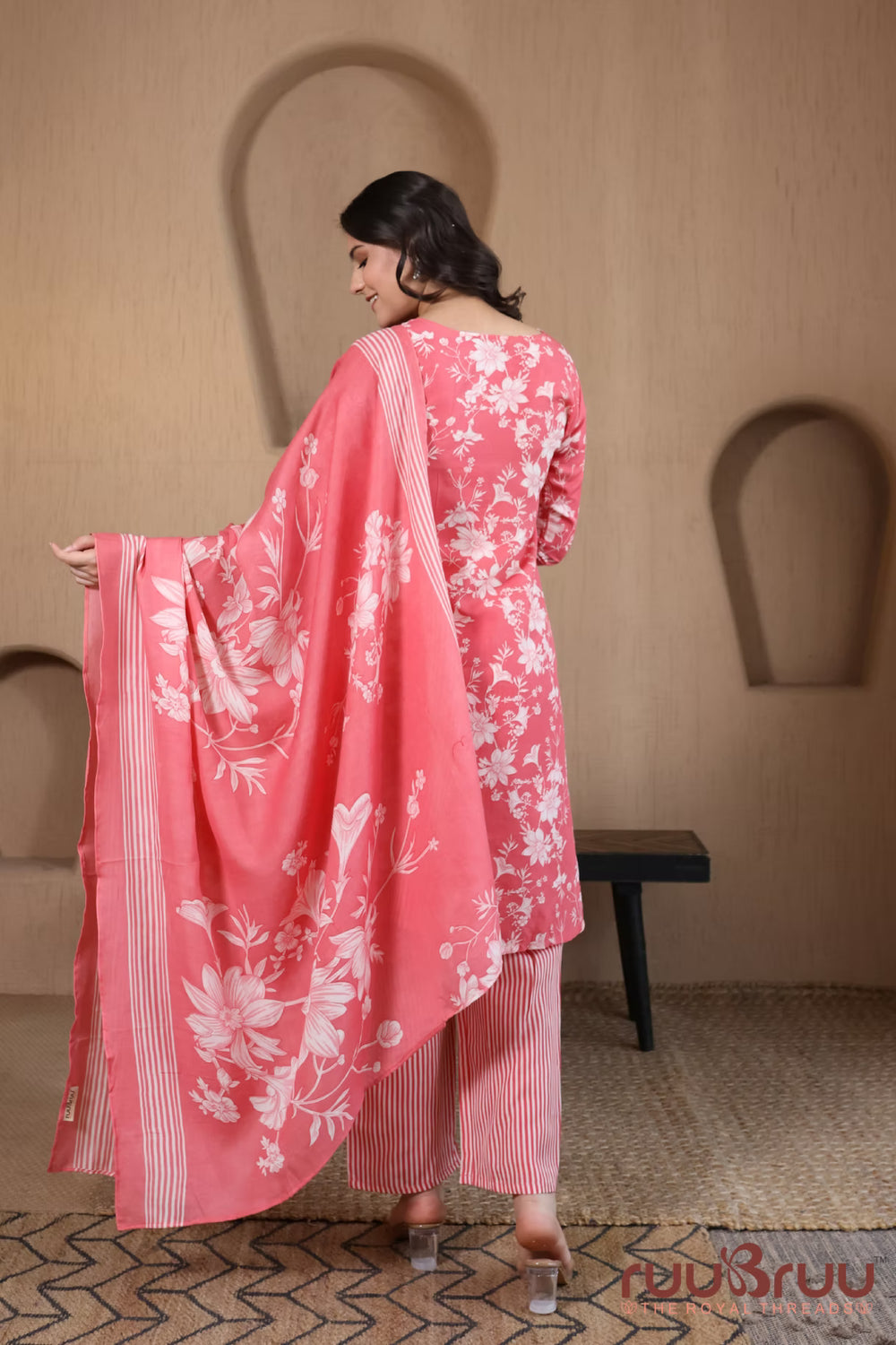 Malai Cotton 3 Pcs Suit with elegant yoke embellishment.
