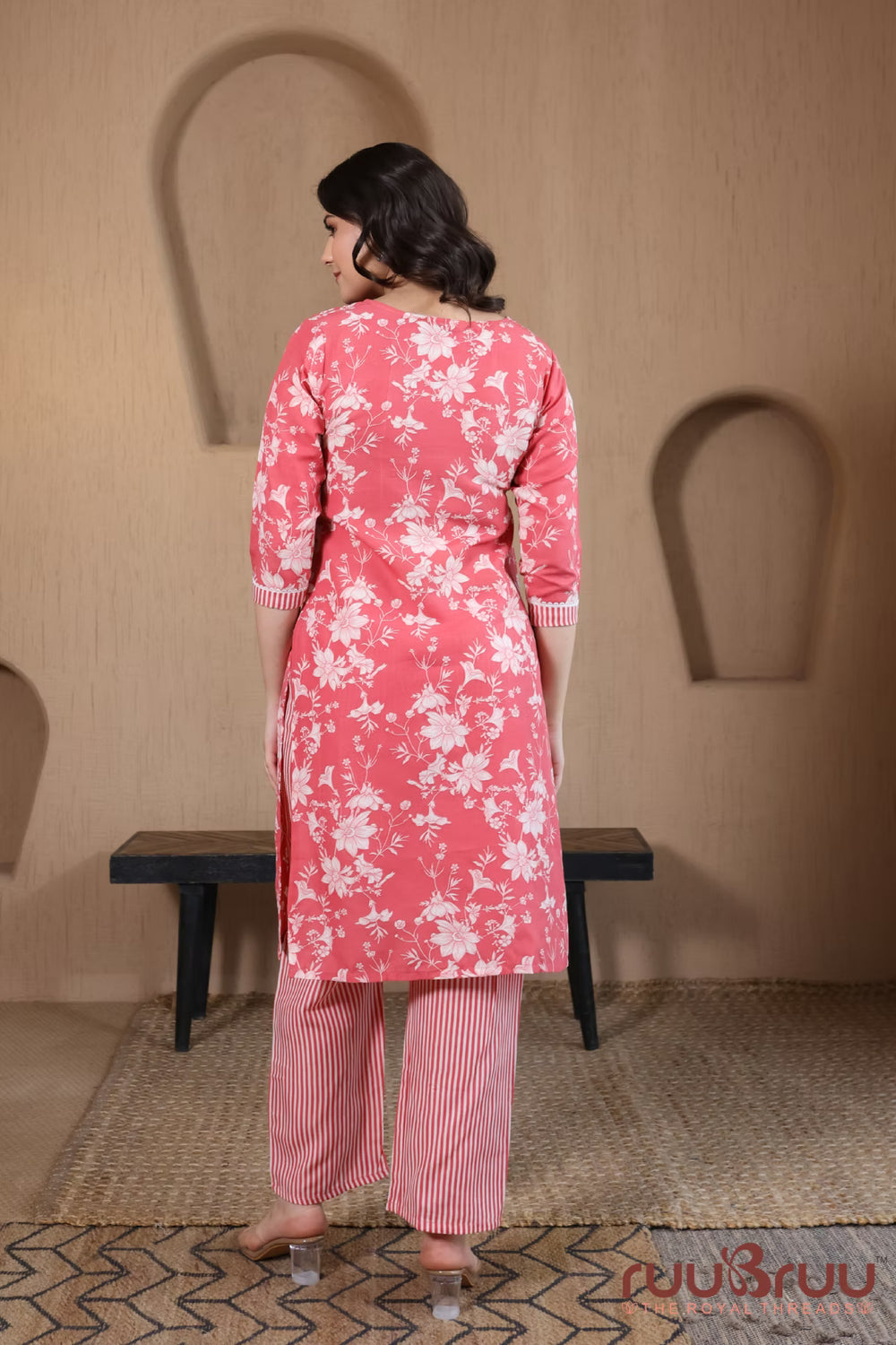 Malai Cotton 3 Pcs Suit with elegant yoke embellishment.