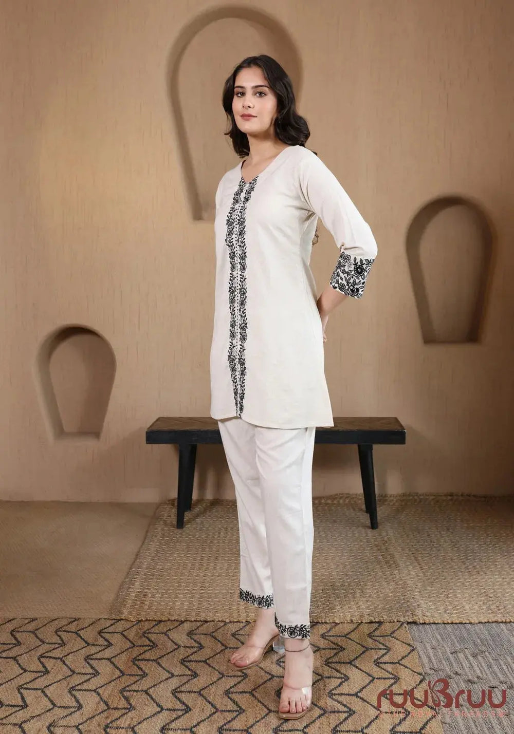 Premium Cotton Flex Cord Set with Exquisite Embroidery