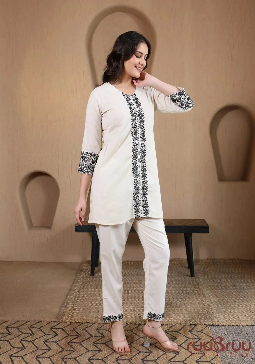 Premium Cotton Flex Cord Set with Exquisite Embroidery