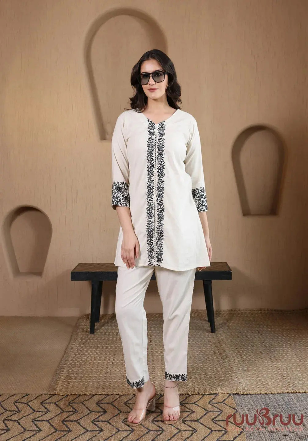 Premium Cotton Flex Cord Set with Exquisite Embroidery