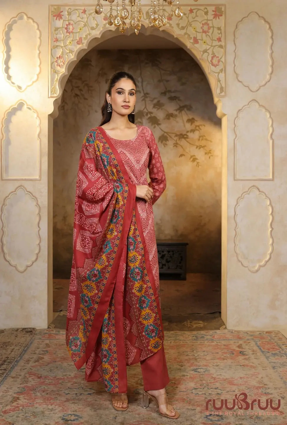 Elegant 3-Piece Mal Cotton Ladies Suit with Mal Dupatta