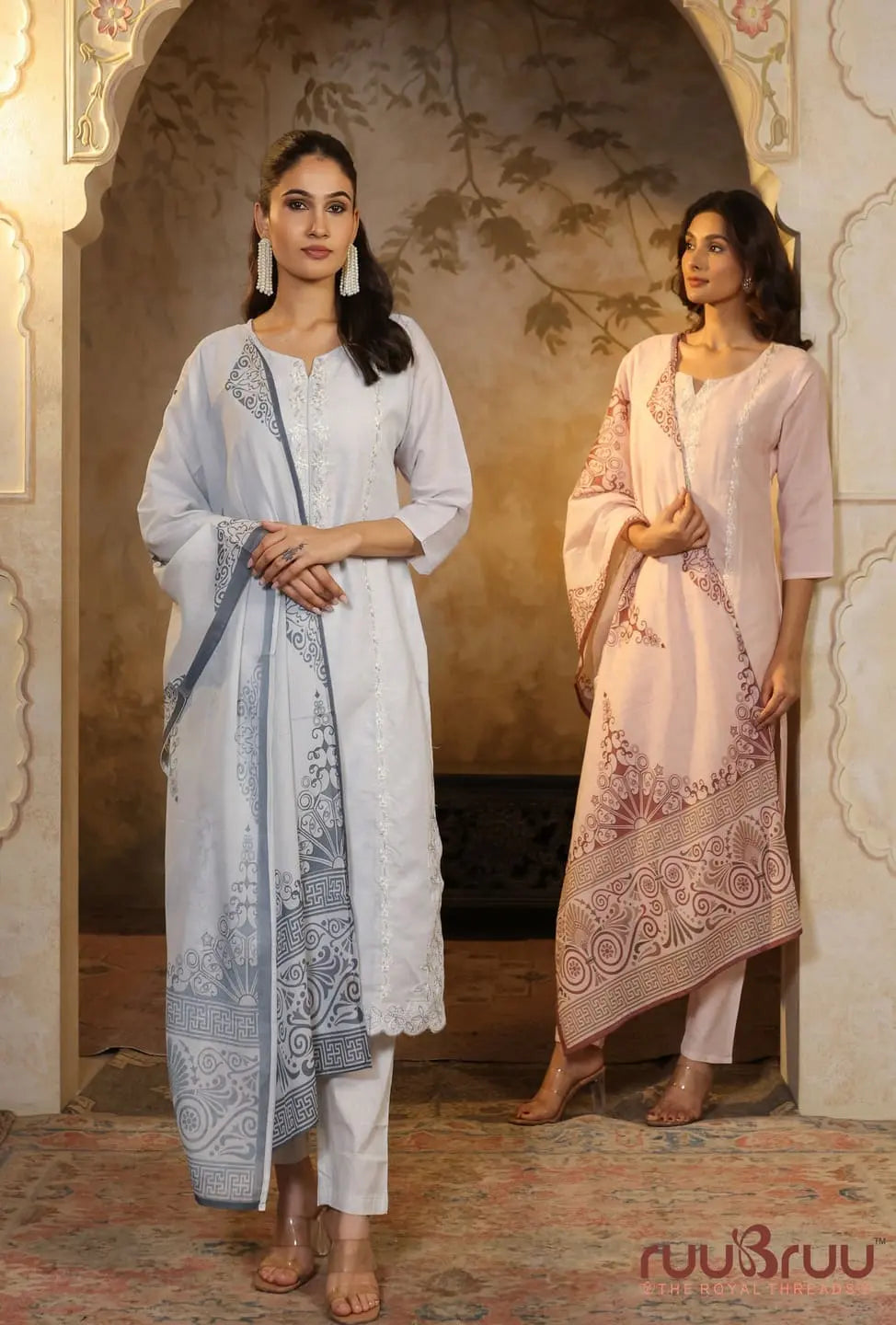 Mercerized Cotton 3-Piece Suit with Embroidery