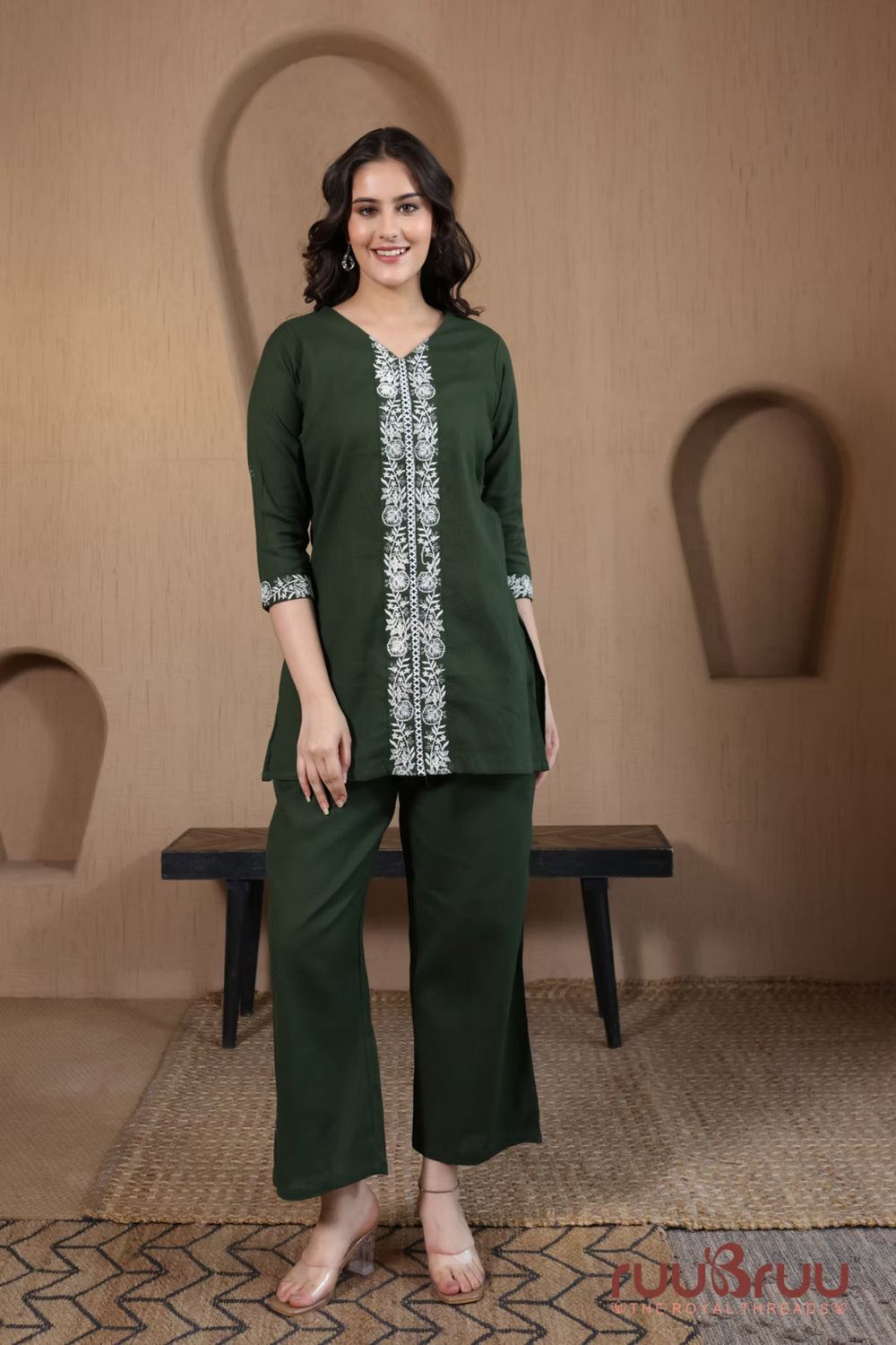 Premium Cotton Flex Cord Set with Exquisite Embroidery