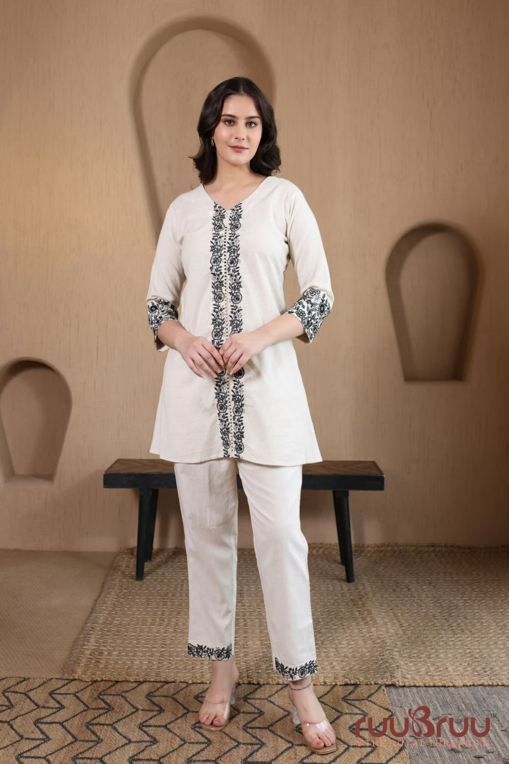Premium Cotton Flex Cord Set with Exquisite Embroidery