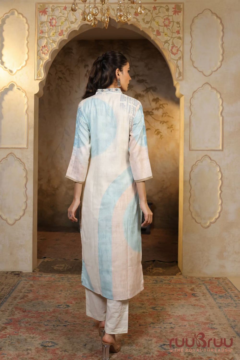 100% Premium Linen Cotton 3-Piece Suit Set with Elegant Digital Print.