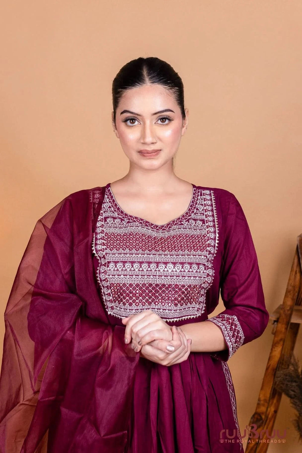 60’s Cotton Ladies Suit with Embroidered Neck.