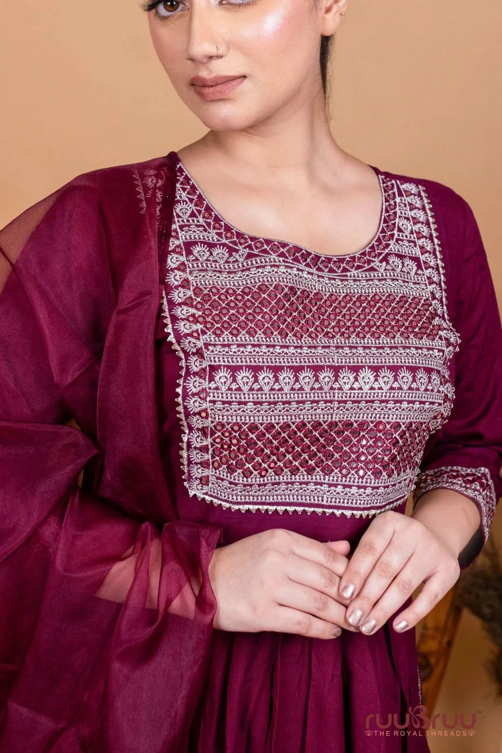 60’s Cotton Ladies Suit with Embroidered Neck.