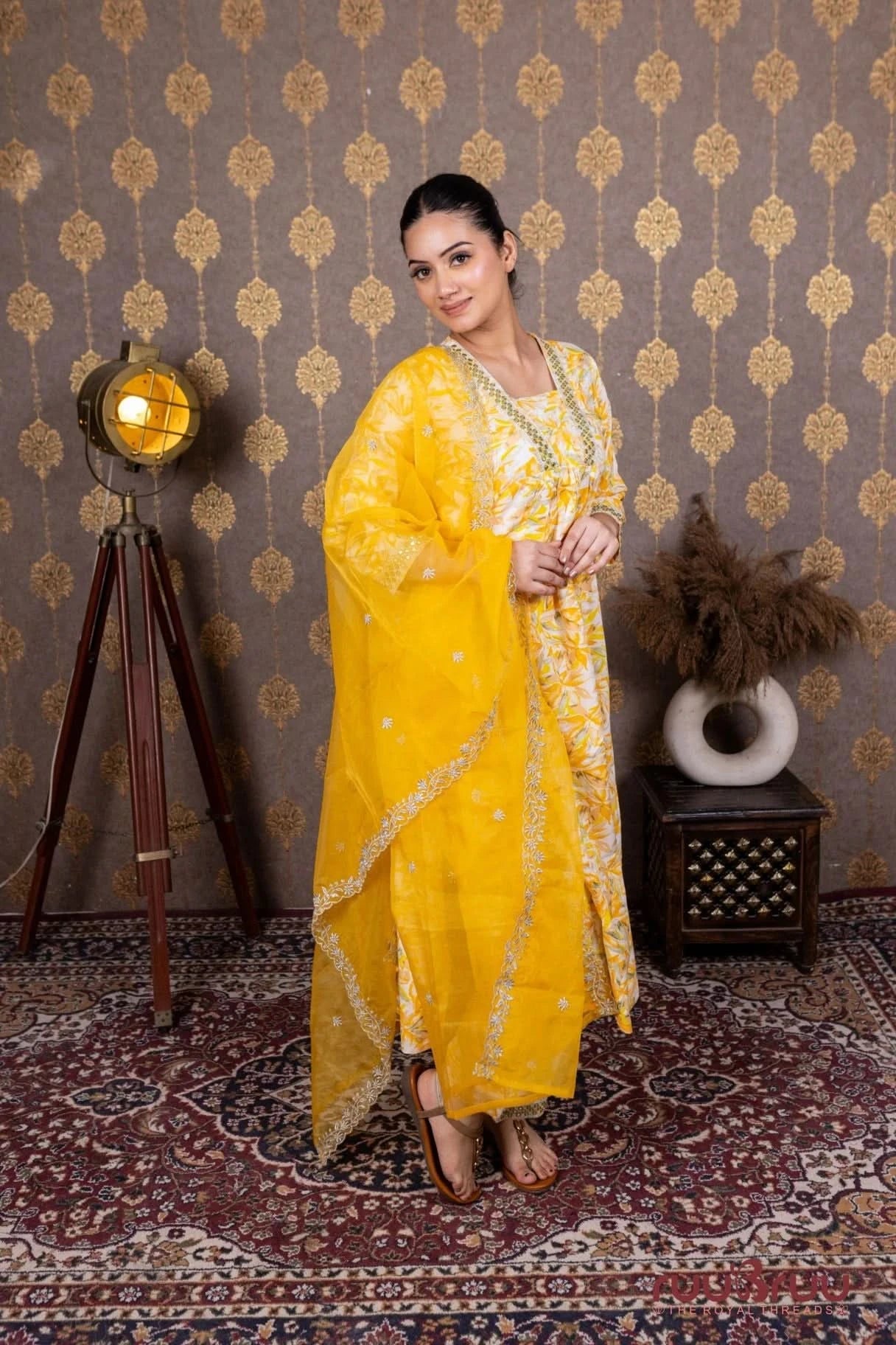 60’s Cotton Ladies Suit with Embroidered Neck.
