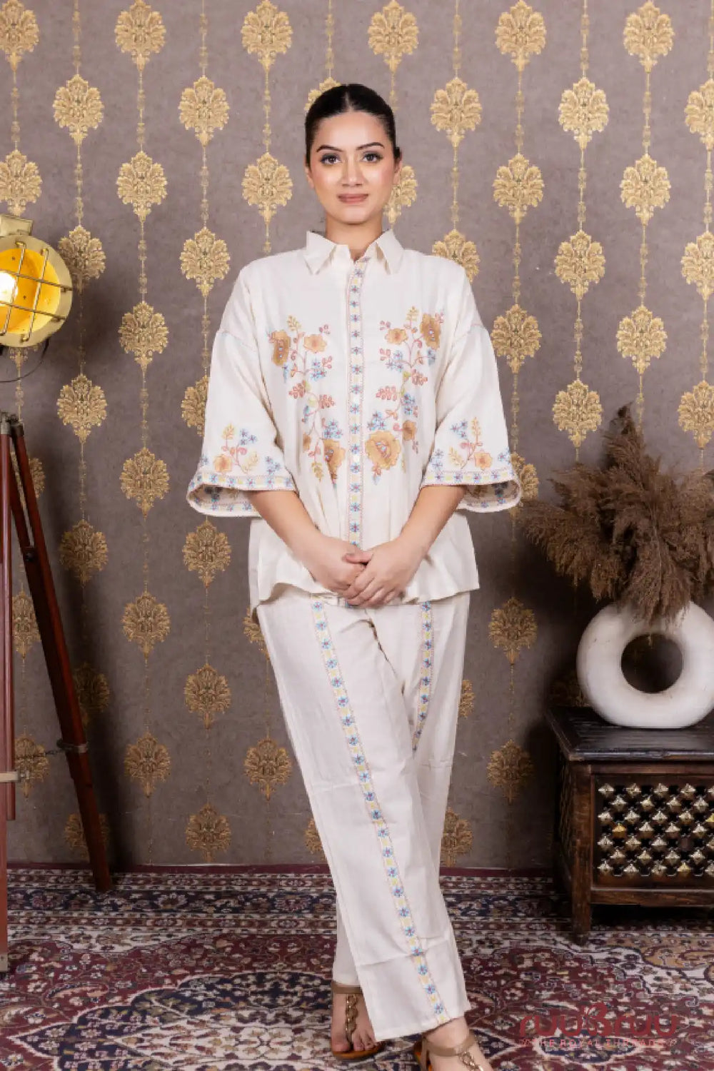 Ladies Cord Set in Cotton Flex with Print.