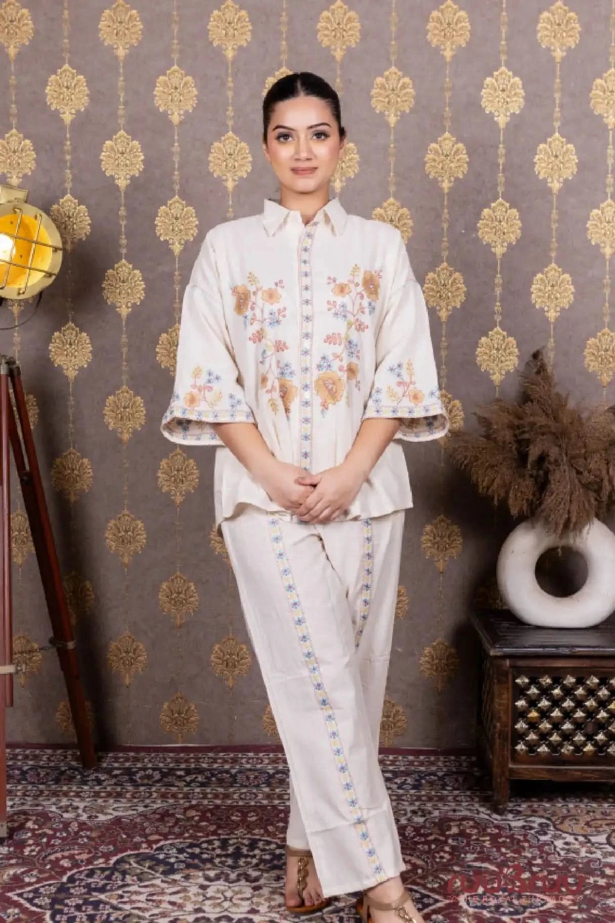 Ladies Cord Set in Cotton Flex with Print.