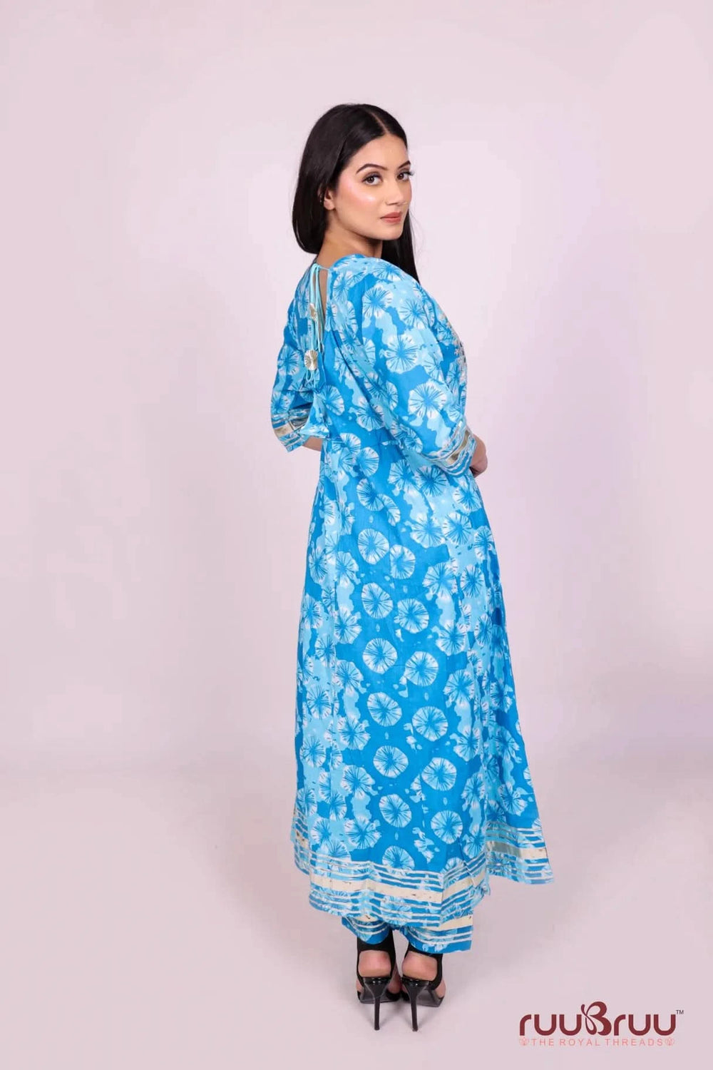 60’s Cotton Ladies Suit with Foil Embroidery & Gota Patti.