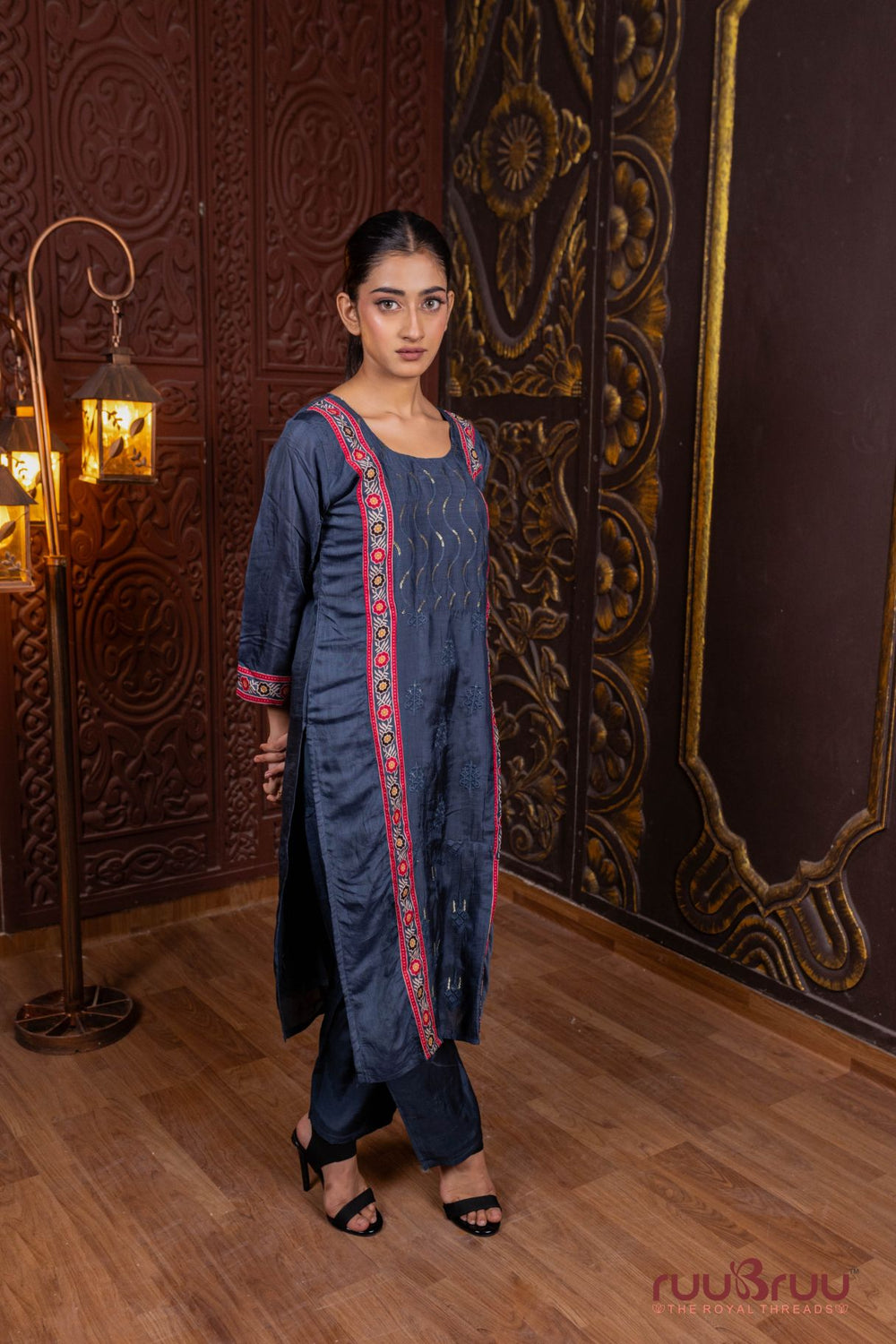 Pure Muslin Ladies Suit with Ajrak Dupatta.