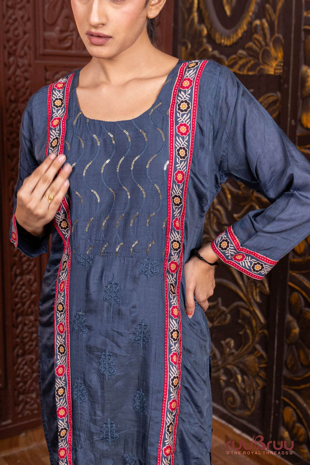 Pure Muslin Ladies Suit with Ajrak Dupatta.