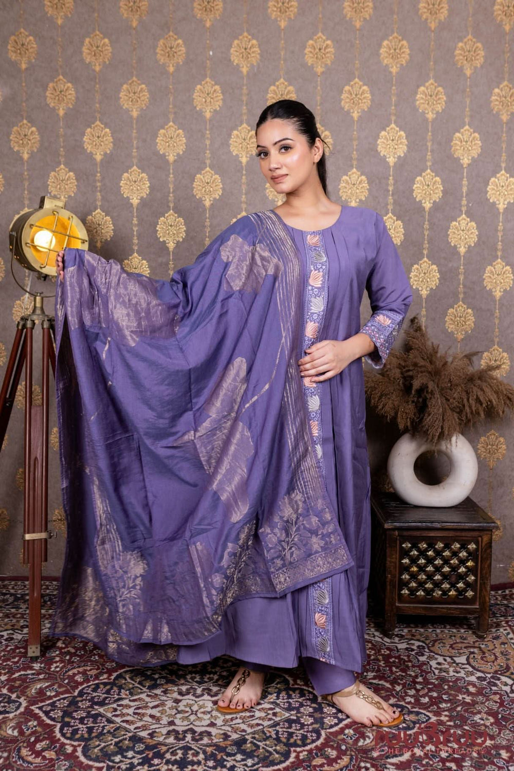 Pure Modal Ladies Suit with Pure Muslin Kasab Zari Dupatta.