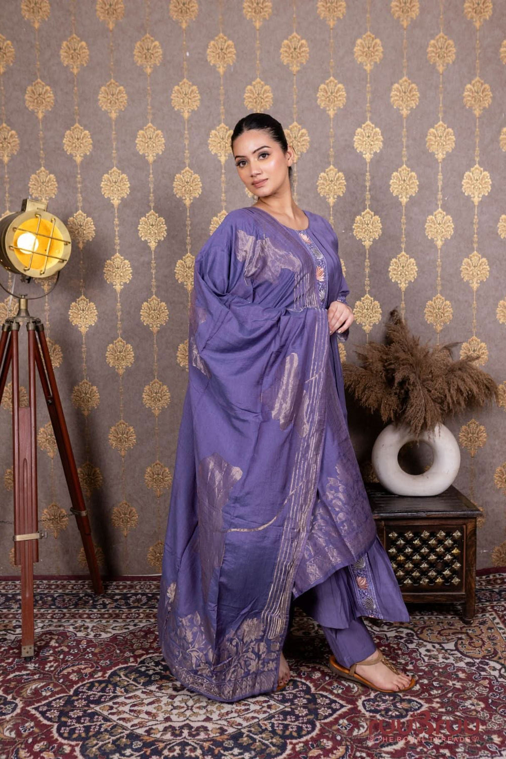 Pure Modal Ladies Suit with Pure Muslin Kasab Zari Dupatta.