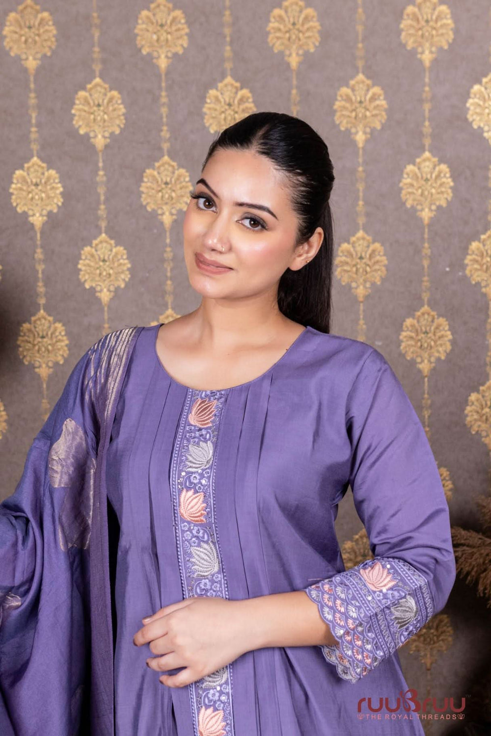 Pure Modal Ladies Suit with Pure Muslin Kasab Zari Dupatta.