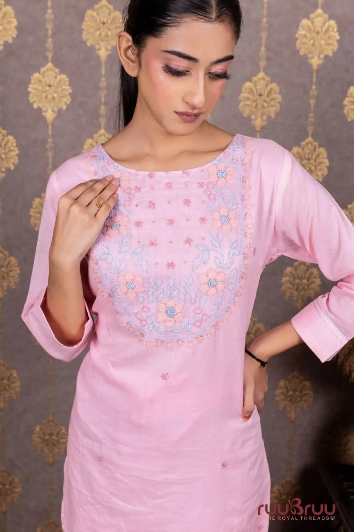 Pure Mal Cotton Ladies Suit with Embroidery Work.