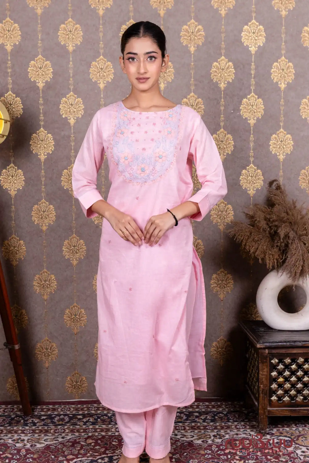 Pure Mal Cotton Ladies Suit with Embroidery Work.