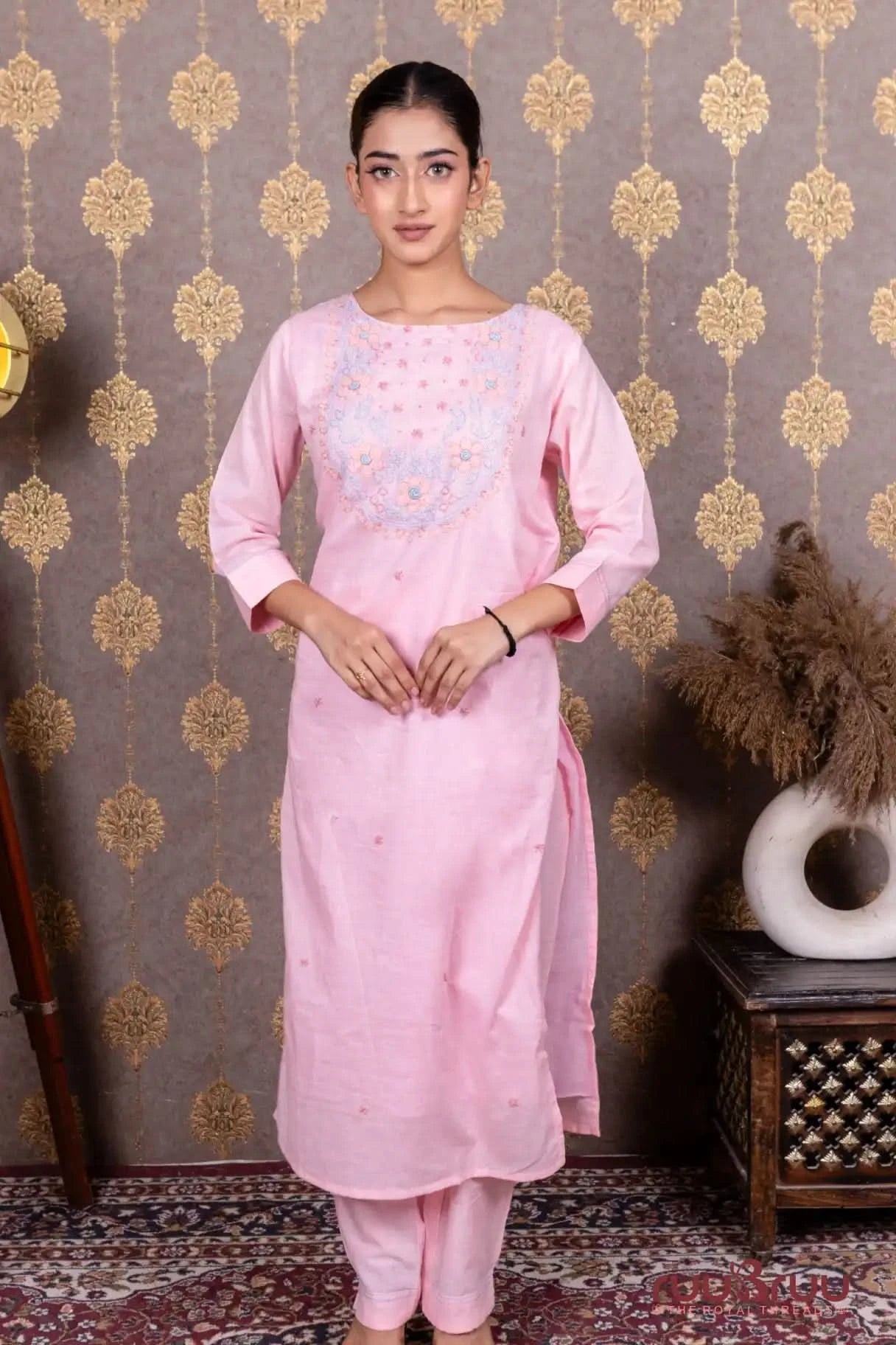 Pure Mal Cotton Ladies Suit with Embroidery Work.