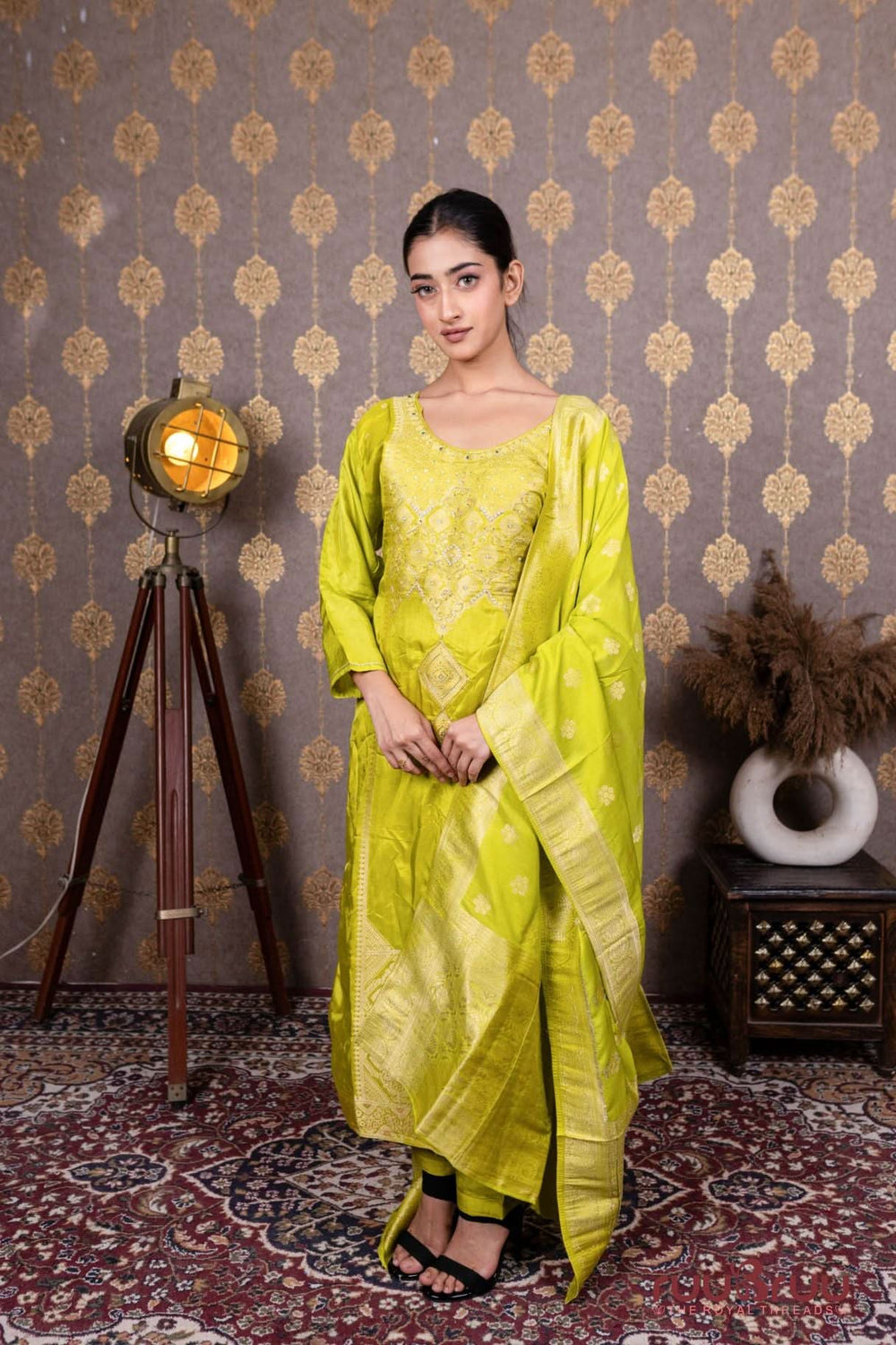 Banarasi Dola Silk Ladies Suit with Banarasi Dola Silk Dupatta.