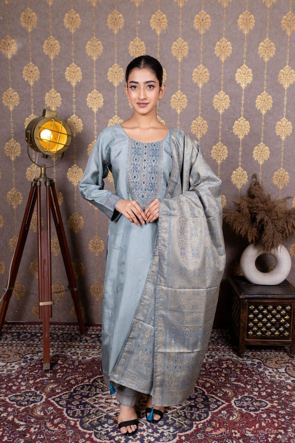 Pure Viscose Silk Ladies Suit with Jacquard Dupatta.