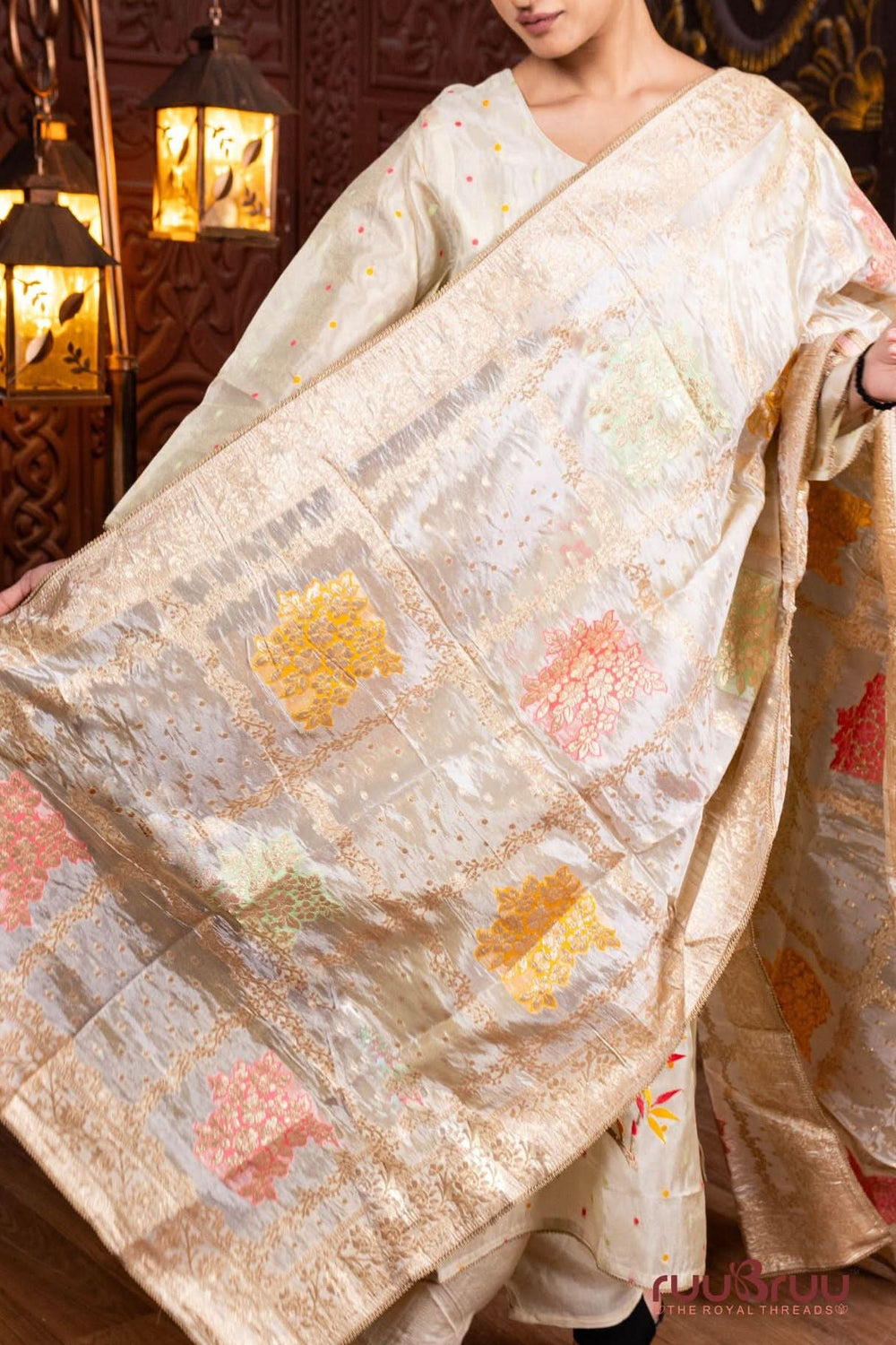 Pure Chanderi Ladies Suit with Embroidery & Banarsi Dupatta.