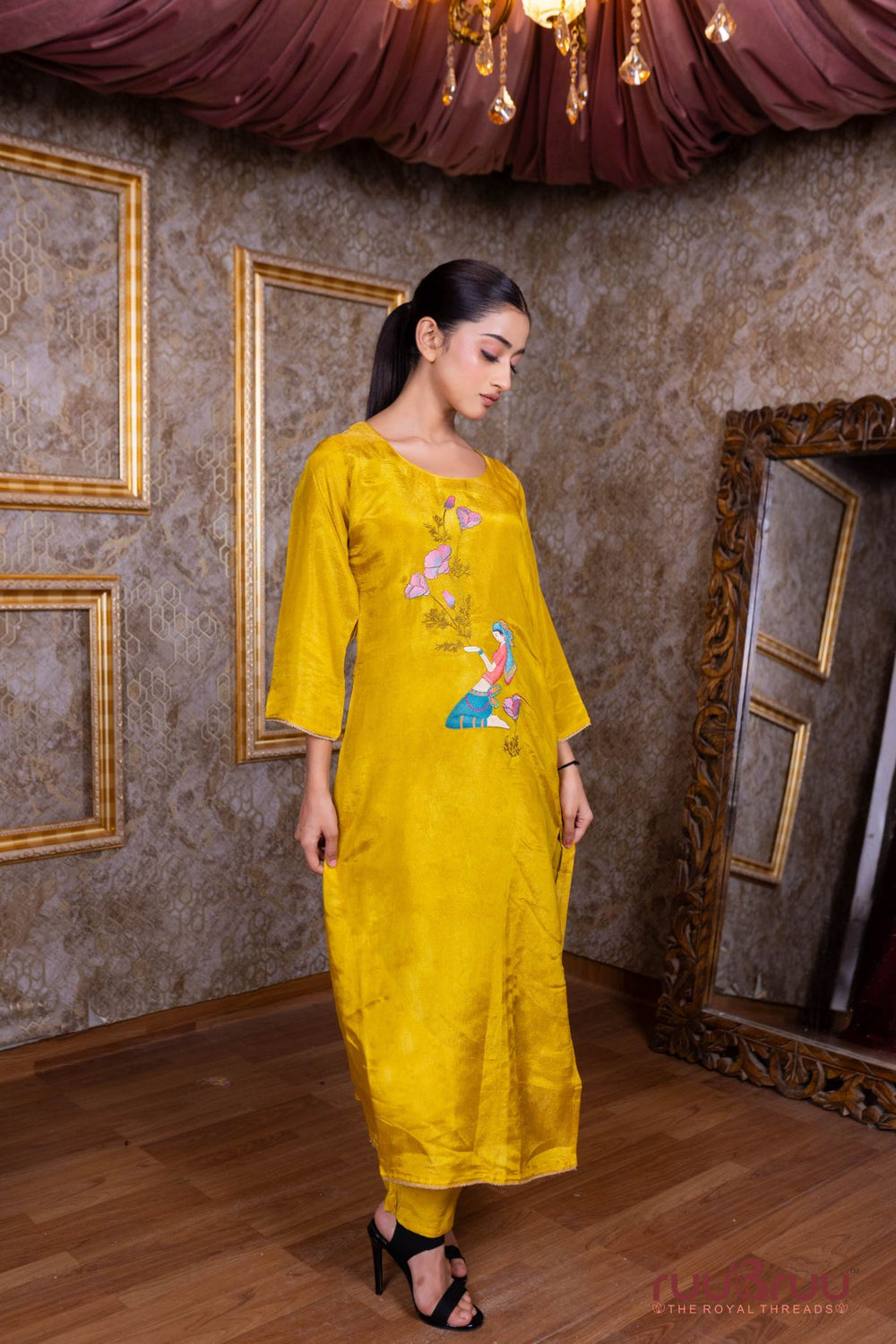 Pure Silk Shimmer Ladies Suit with Premium Embroidery.