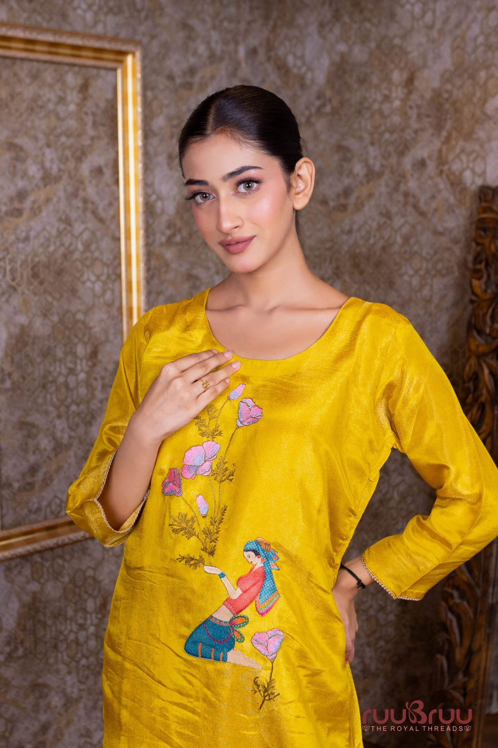 Pure Silk Shimmer Ladies Suit with Premium Embroidery.