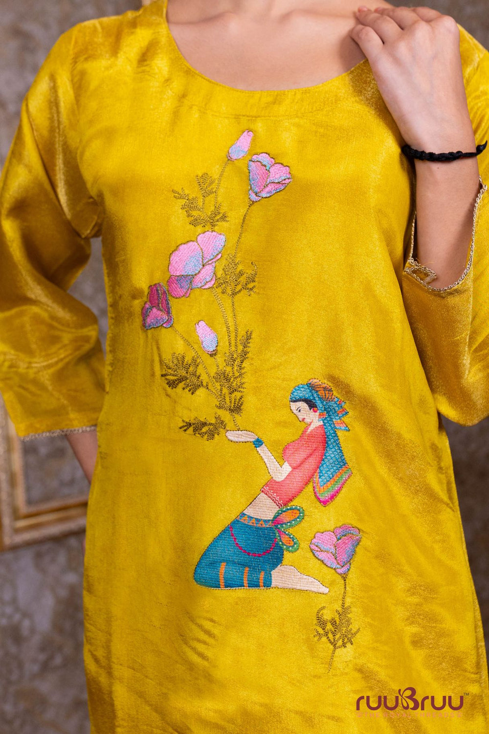 Pure Silk Shimmer Ladies Suit with Premium Embroidery.