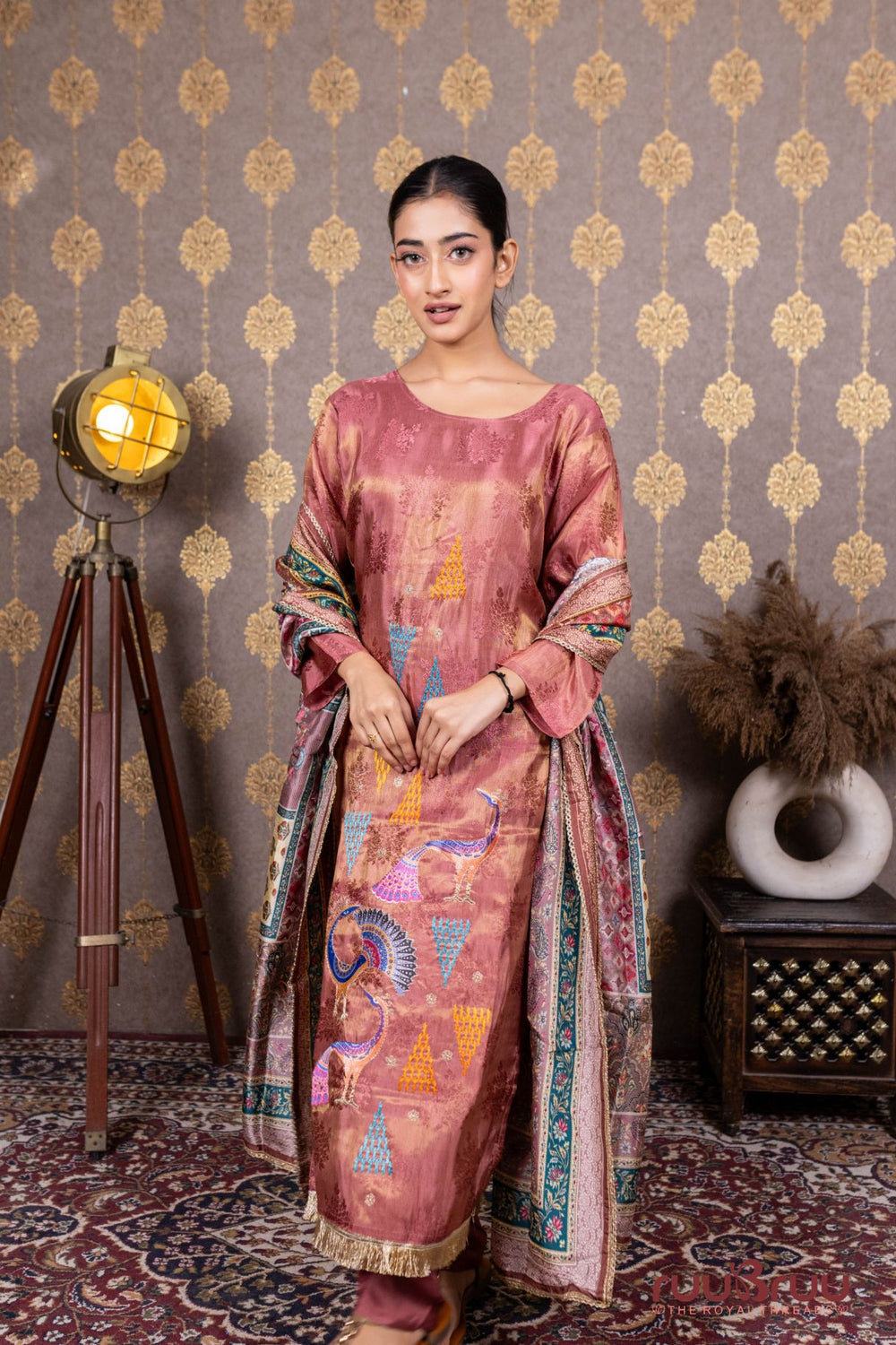 Pure Silk Shimmer Ladies Suit with Dori Embroidery.