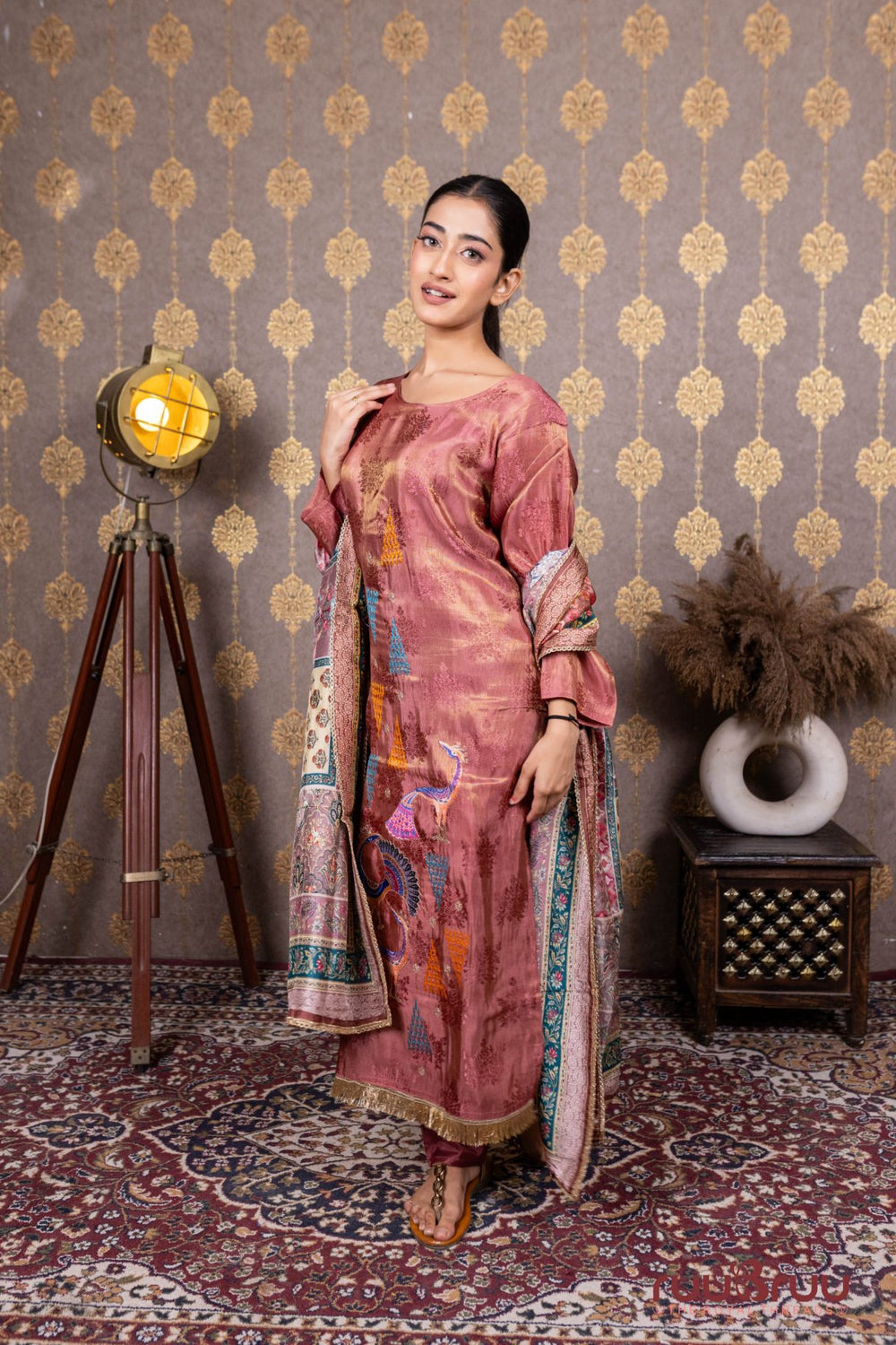 Pure Silk Shimmer Ladies Suit with Dori Embroidery.