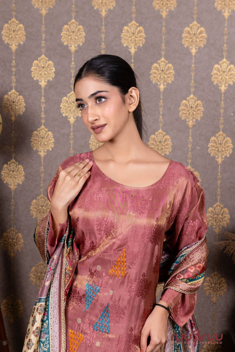Pure Silk Shimmer Ladies Suit with Dori Embroidery.