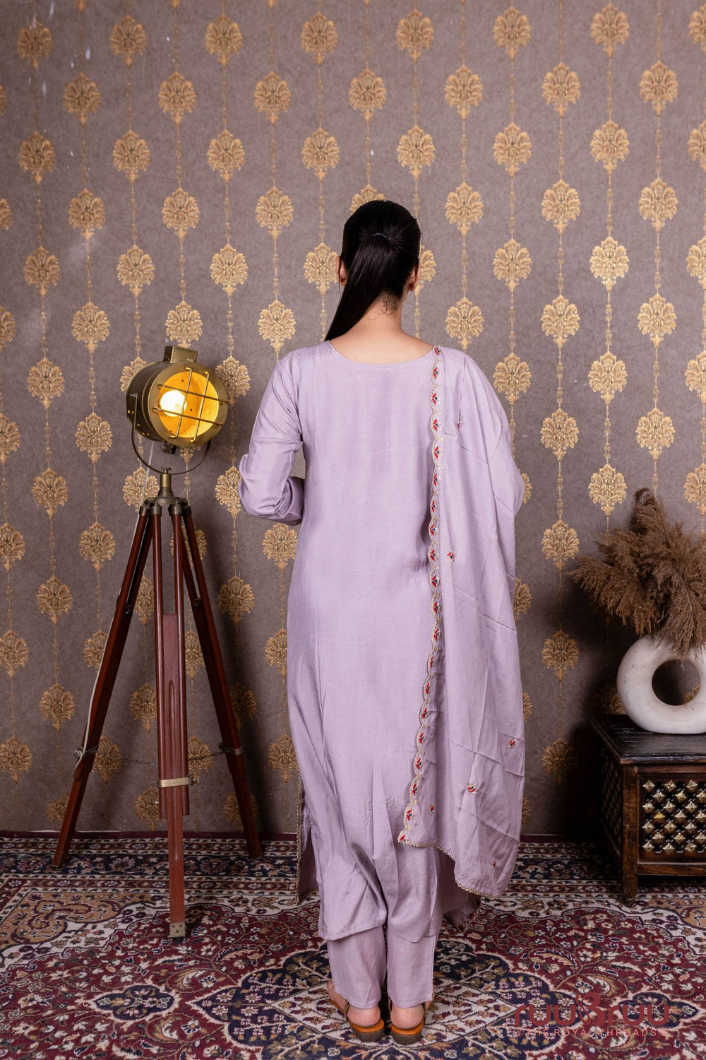 Pure Viscose Silk Ladies Suit with Heavy Embroidery at Neck & Dupatta.
