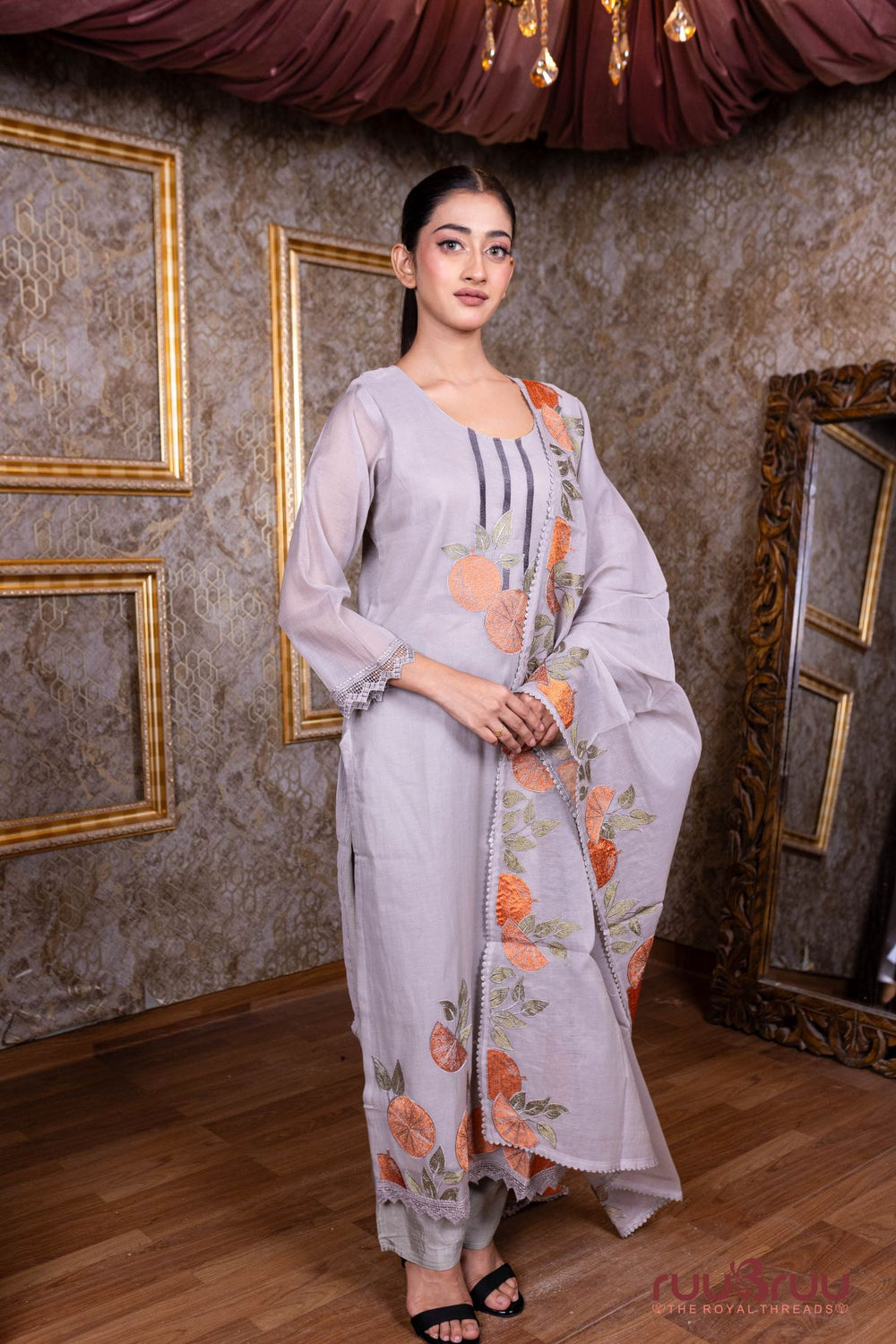 Pure Chanderi Ladies Suit with Premium Embroidery.